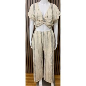 Abercrombie & Fitch NWT Striped Twist Front Crop Top and Wide Leg Pants Set S